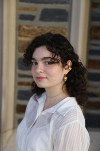 Photo of Nika Ilieva in front of Duke chapel hallway